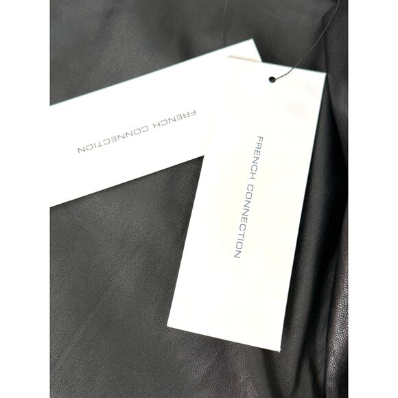 NWT French Connection Black Faux Leather Straight Leg Pants | Size 8 - Picture 7 of 9